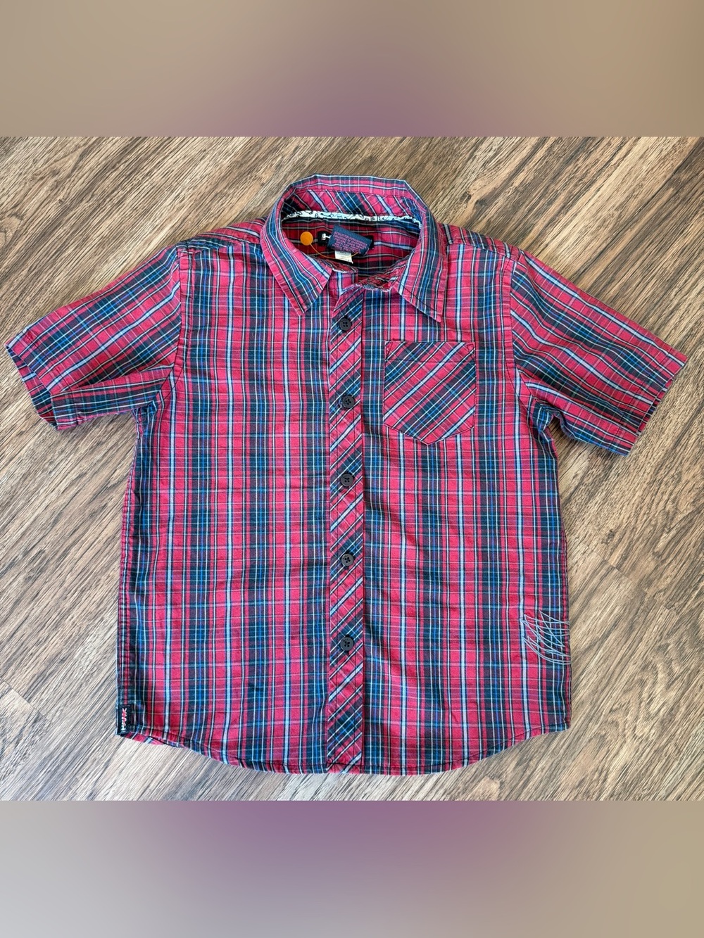Tony Hawk Boys LG Red Plaid Button Down Shirt